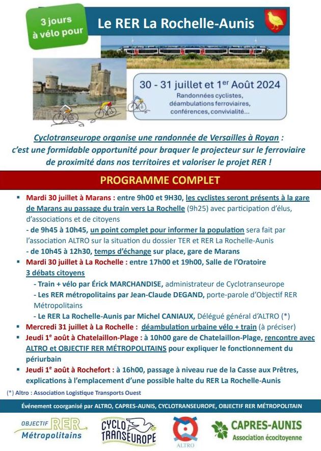 2024 07 16 Les 3 jours RER La Rochelle Aunis Programme complet